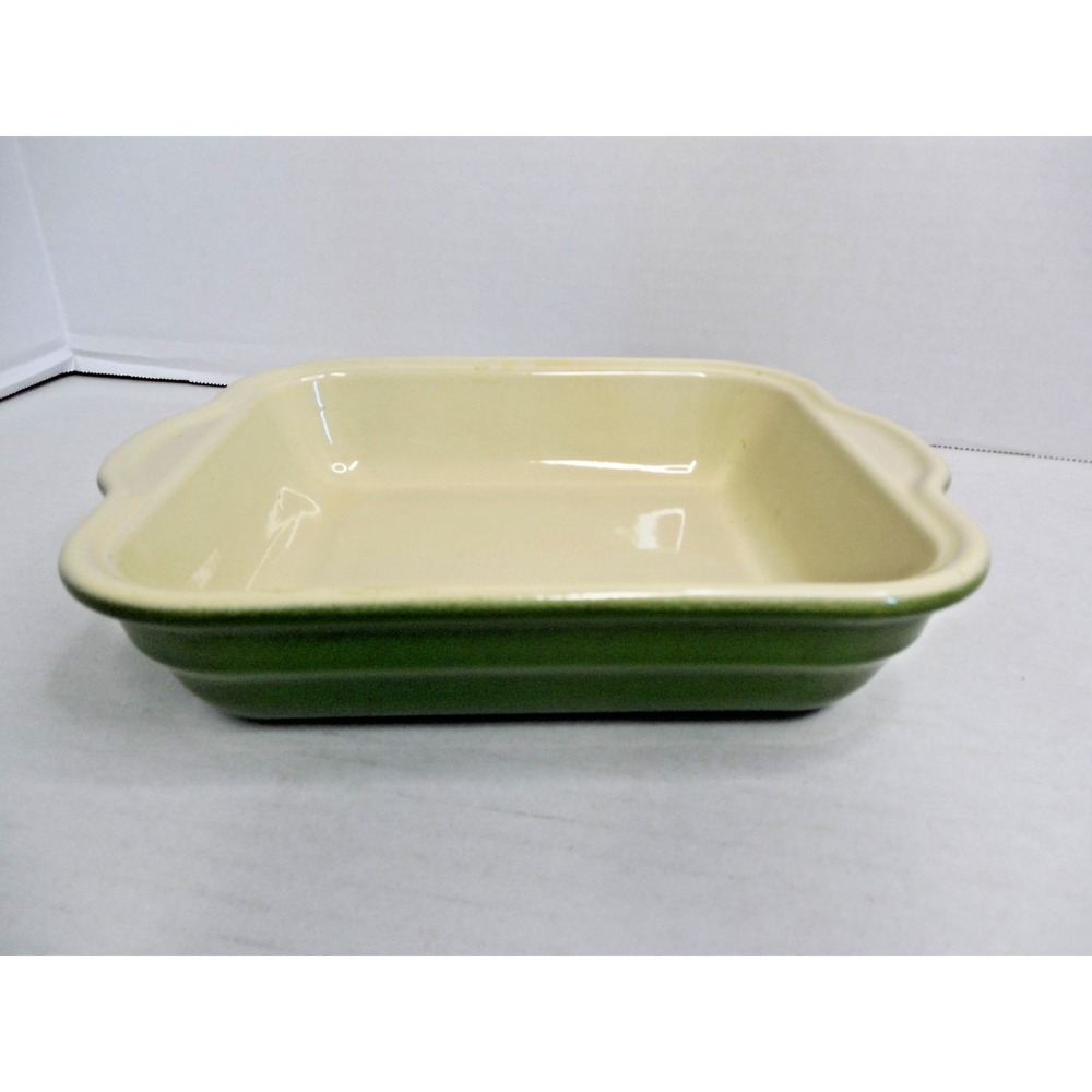 Vintage Emile Henry Sm Rect. Casserole Dish 6.75" x 9" including handles Green